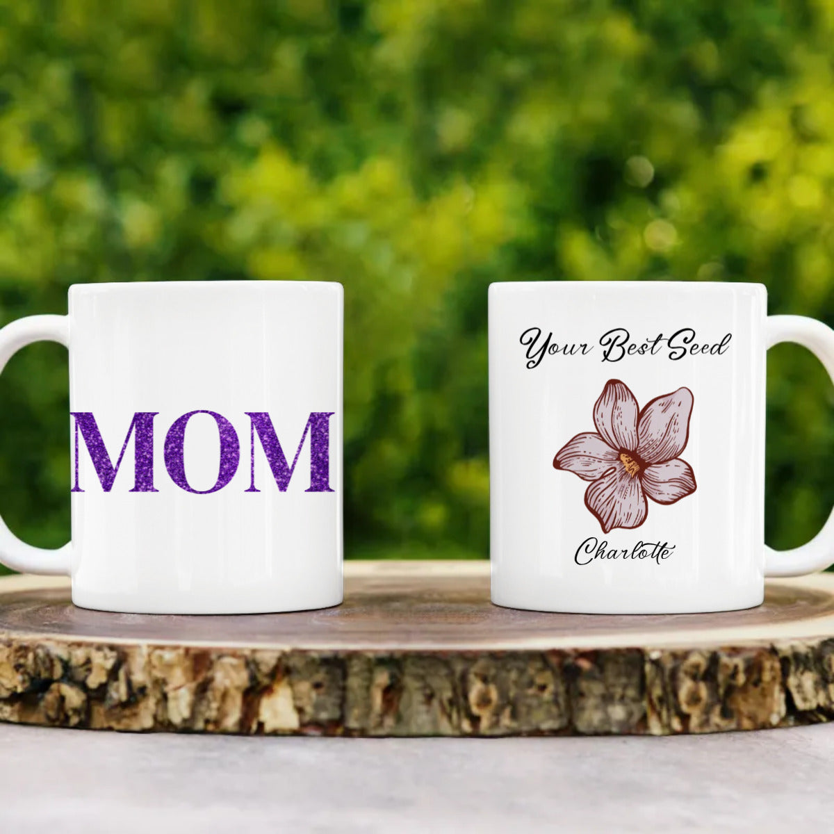 Mother's Love Coffee Mug with Kids Birth Flowers 11 oz. - White