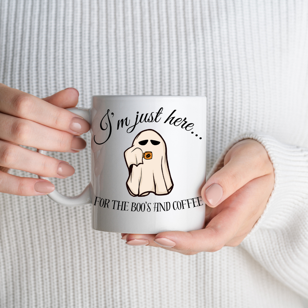 BOO's and Coffee 11 oz. White Mug