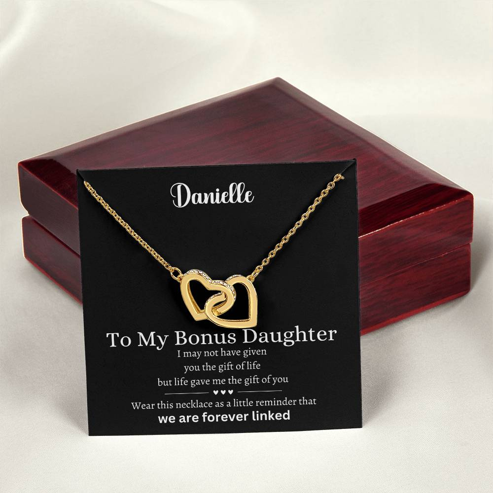 Forever Connected: Interlocking Hearts Necklace for Bonus Daughter