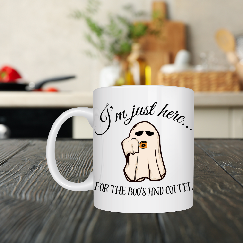 BOO's and Coffee 11 oz. White Mug