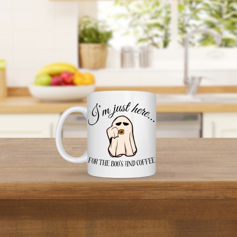 BOO's and Coffee 11 oz. White Mug