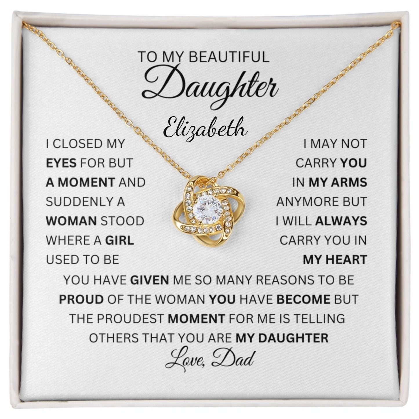 Forever in My Heart Love Knot Necklace for Daughter