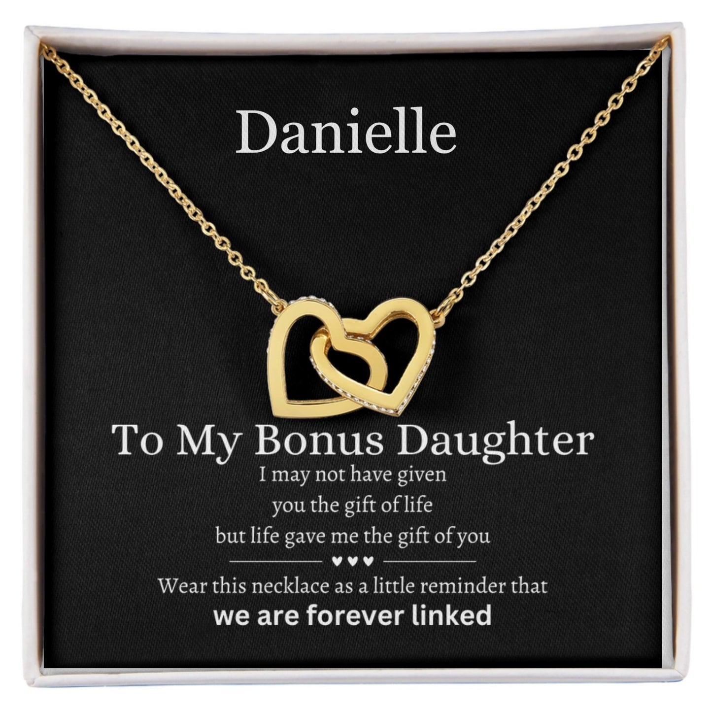 Forever Connected: Interlocking Hearts Necklace for Bonus Daughter