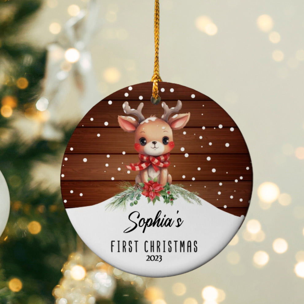 Baby Girl’s First Christmas Ornament – Personalized Keepsake