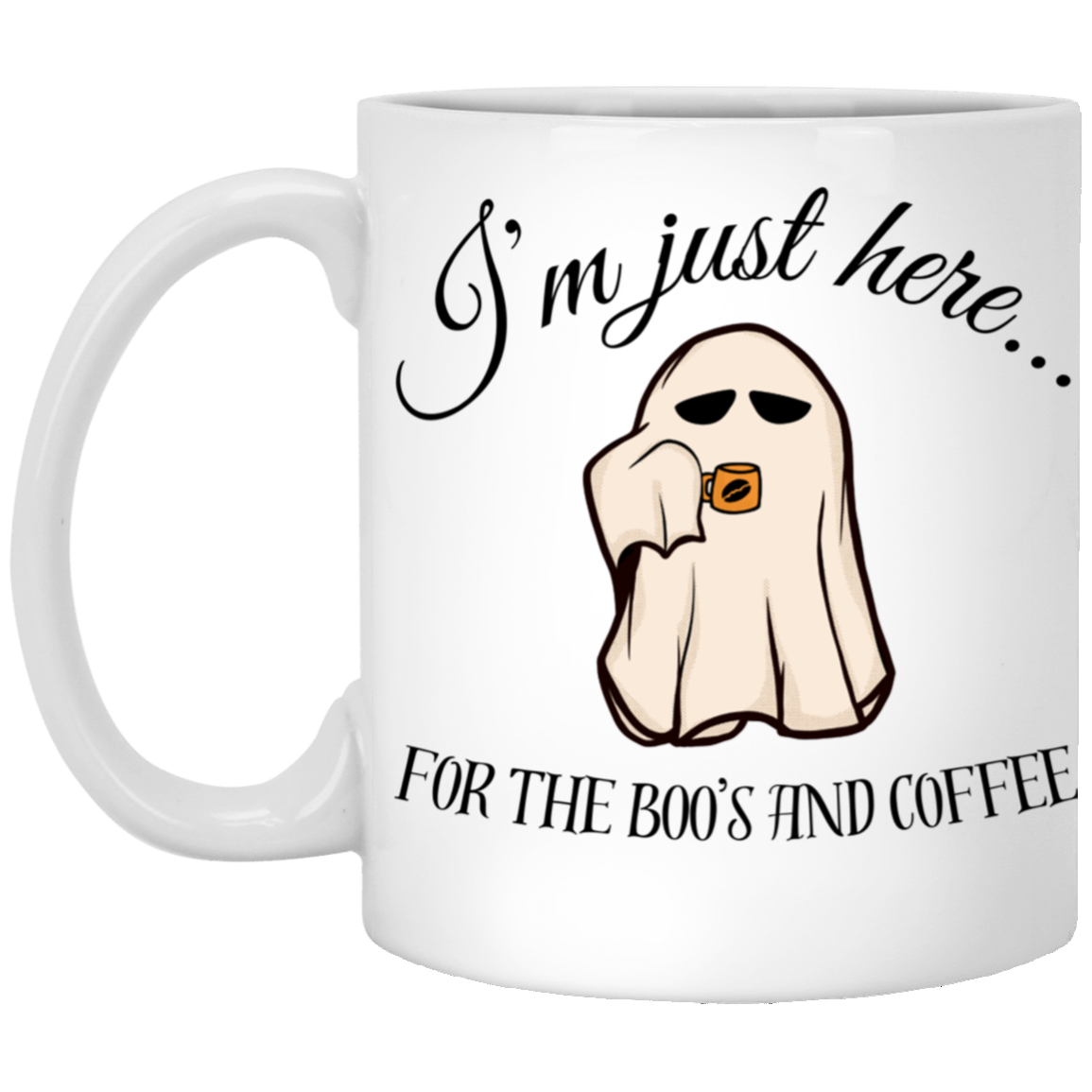 BOO's and Coffee 11 oz. White Mug