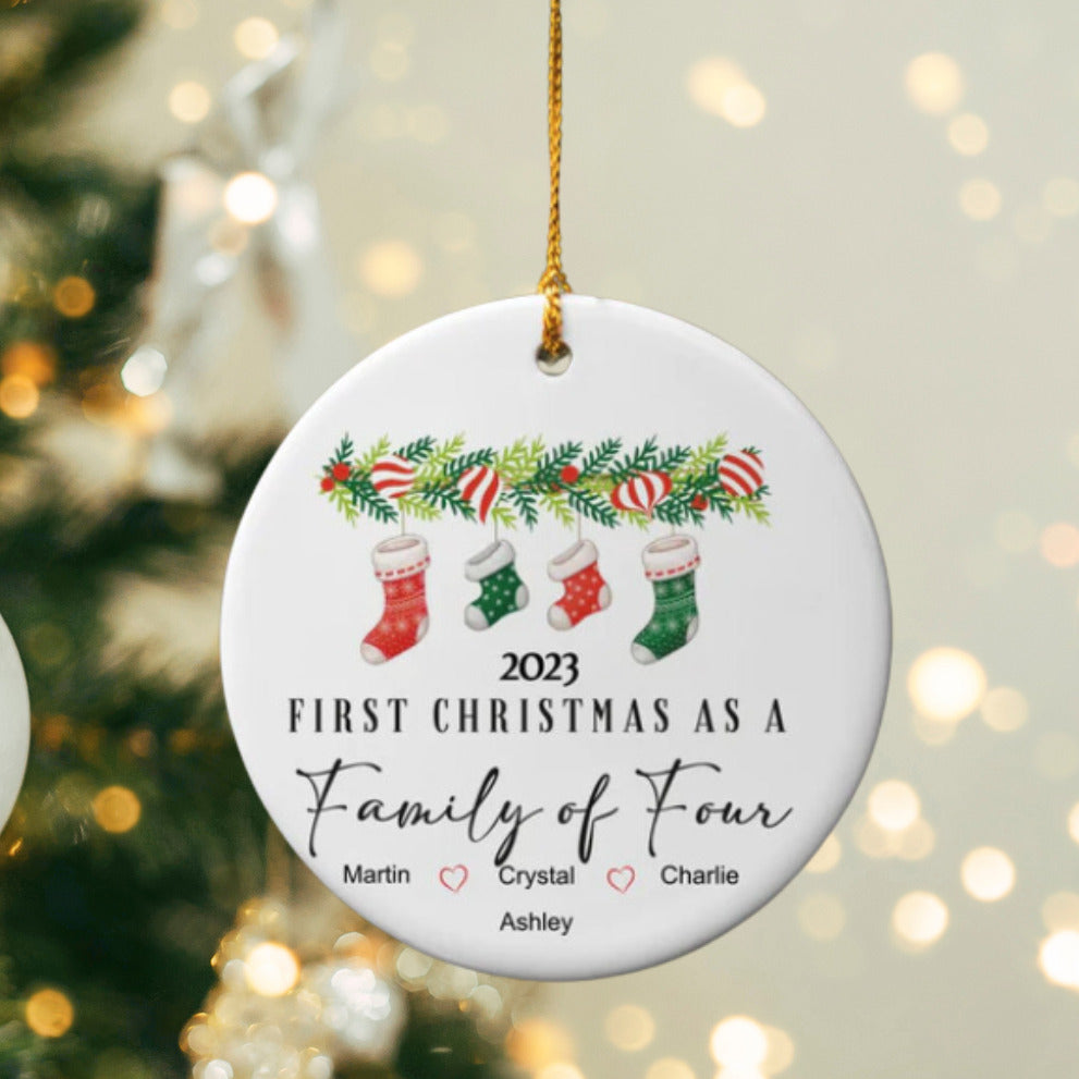 A Magical Beginning: First Christmas as a Family of Four Ornament