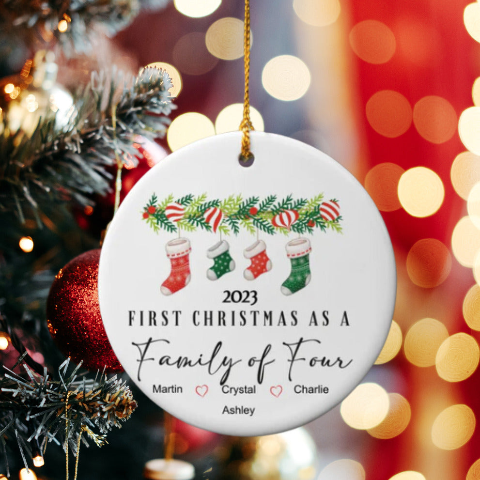 A Magical Beginning: First Christmas as a Family of Four Ornament