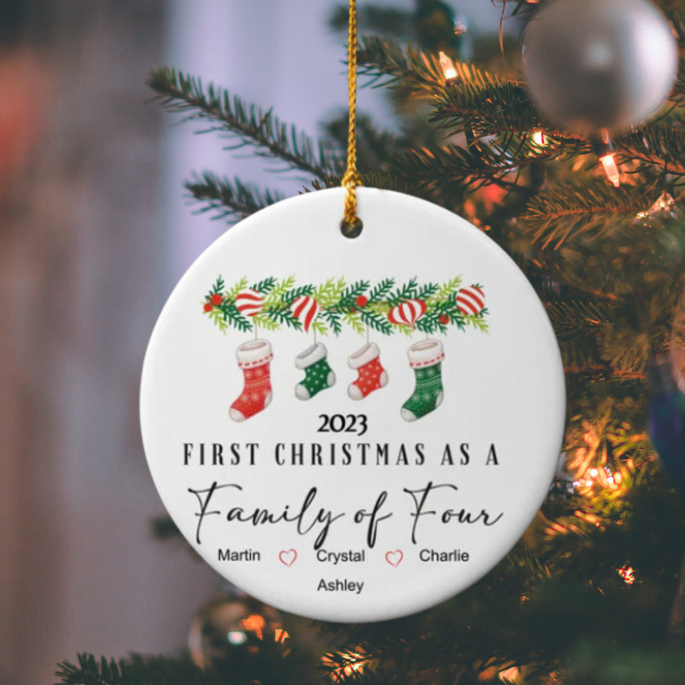 A Magical Beginning: First Christmas as a Family of Four Ornament