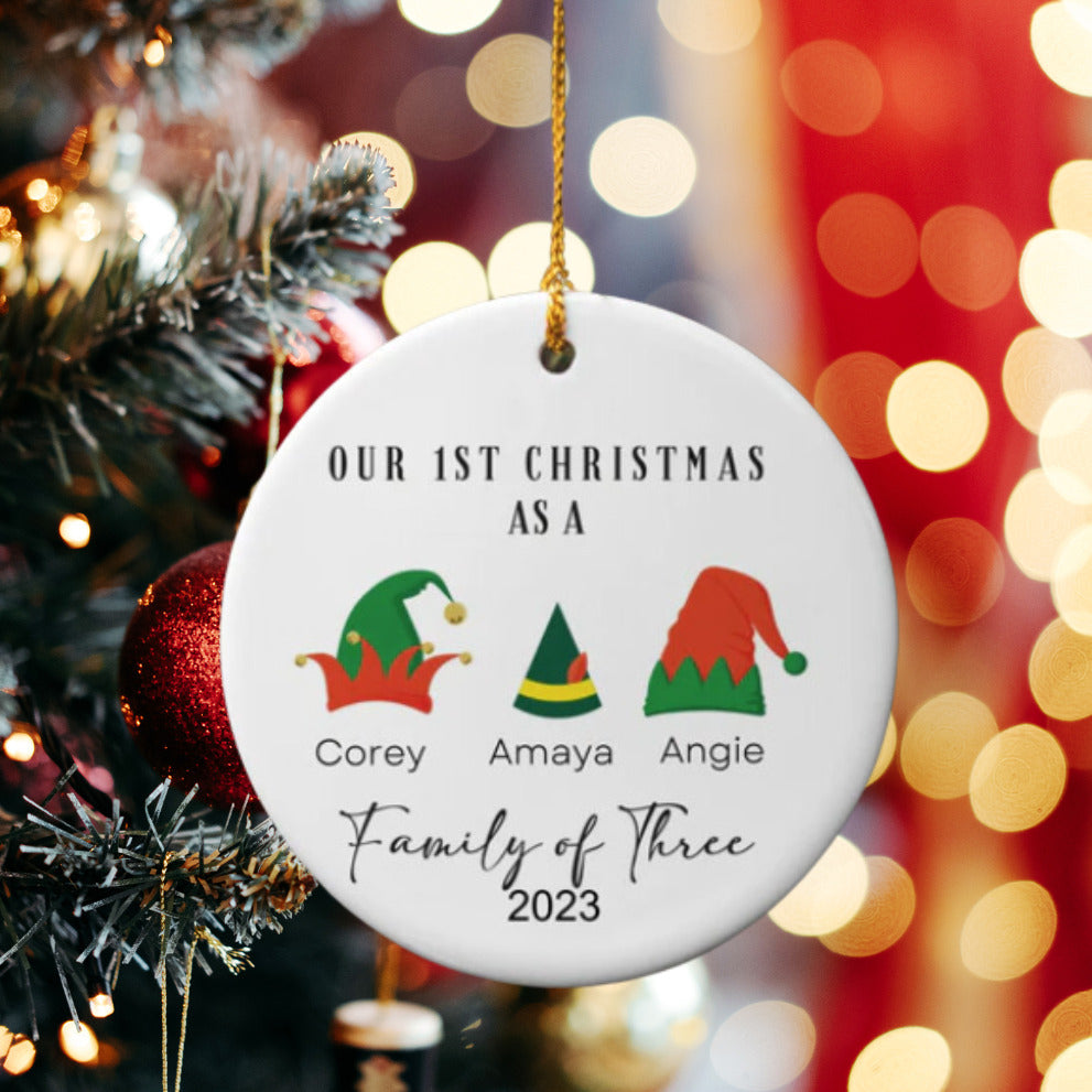 A Magical Beginning: First Christmas as a Family of Three Ornament