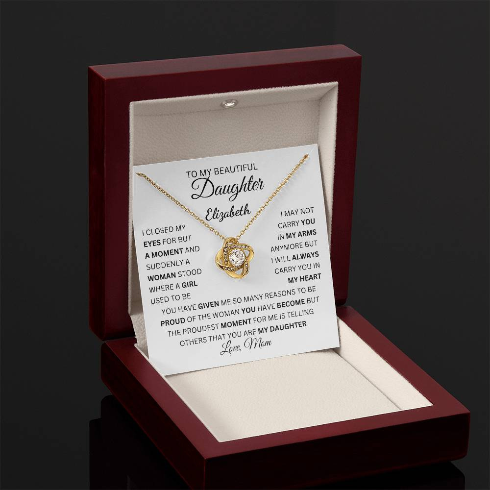Forever in My Heart Love Knot Necklace for Daughter