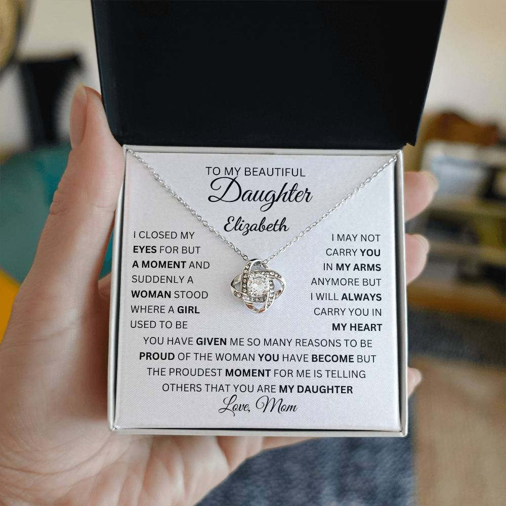 Forever in My Heart Love Knot Necklace for Daughter
