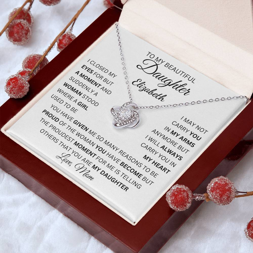 Forever in My Heart Love Knot Necklace for Daughter