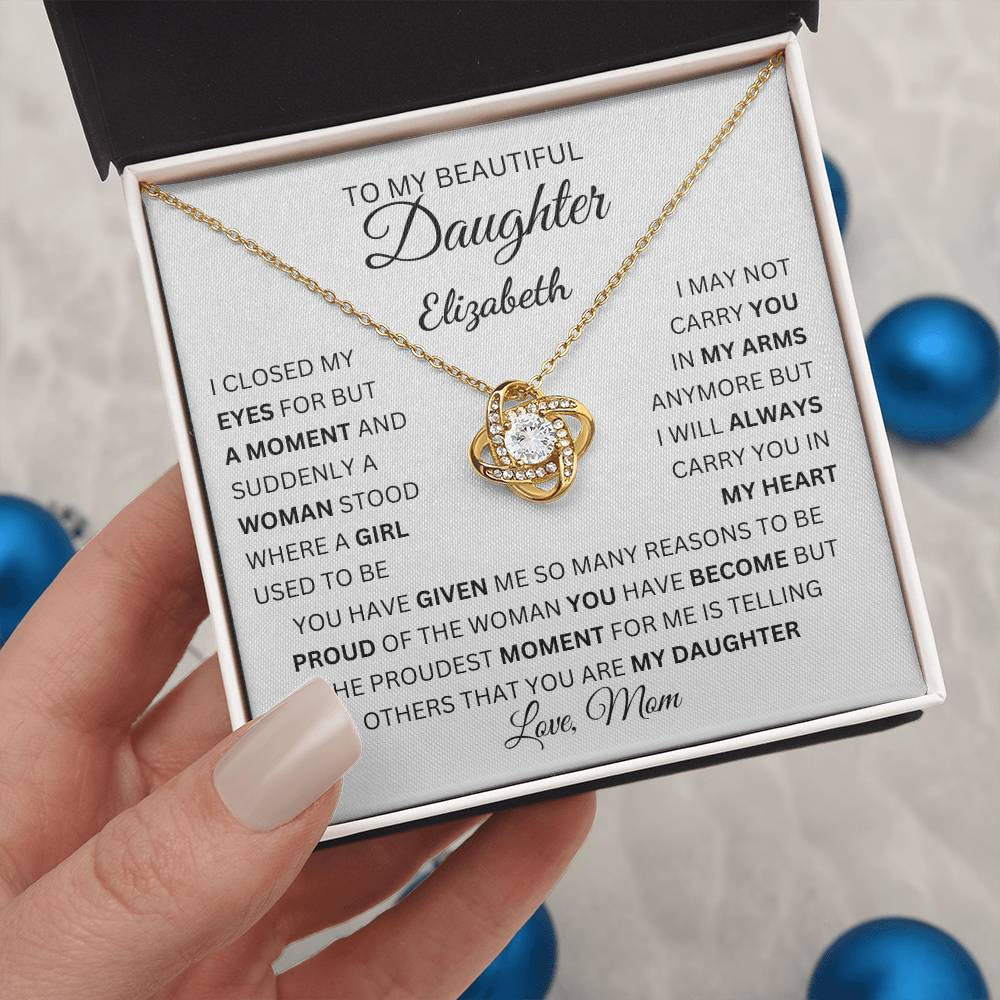 Forever in My Heart Love Knot Necklace for Daughter