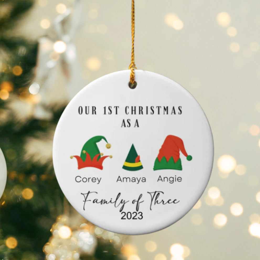 A Magical Beginning: First Christmas as a Family of Three Ornament