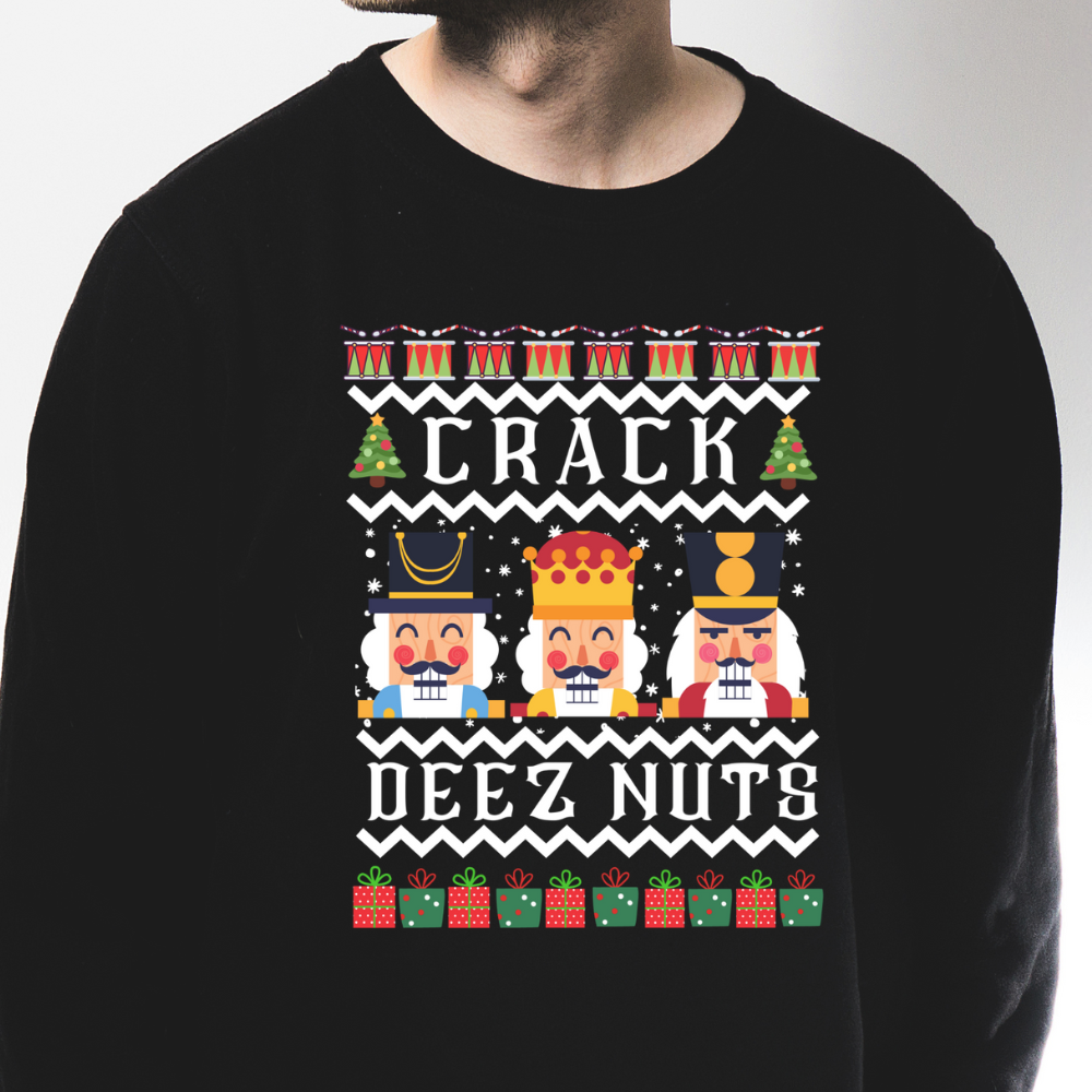 "Crack Deez Nuts" Ugly Christmas Sweater