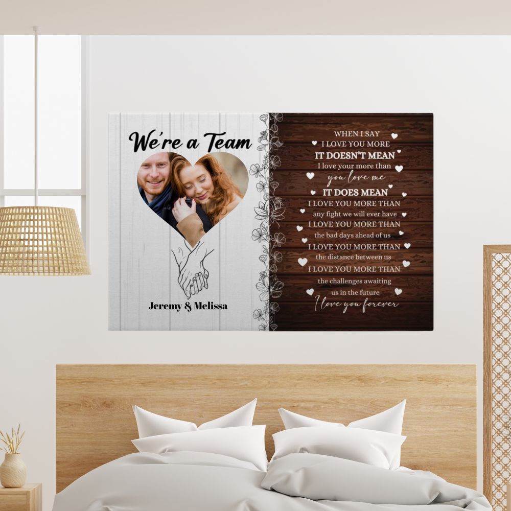 We're a Team Couple's Personalized Canvas with Photo and Names