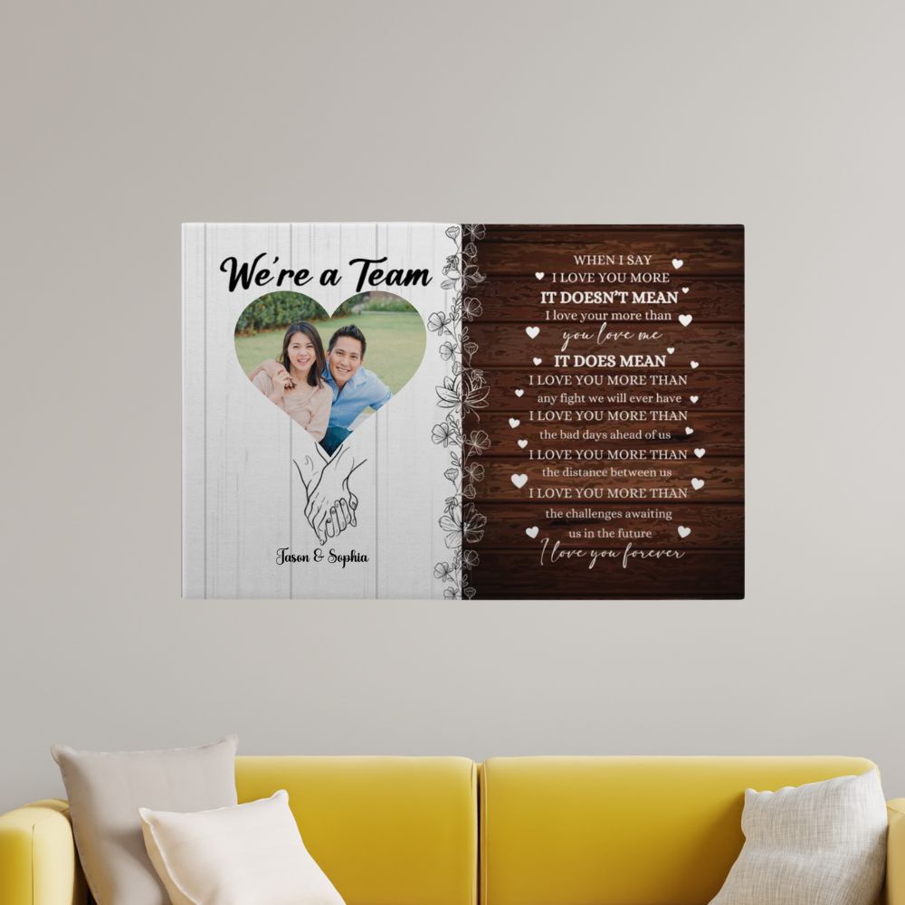 We're a Team Couple's Personalized Canvas with Photo and Names