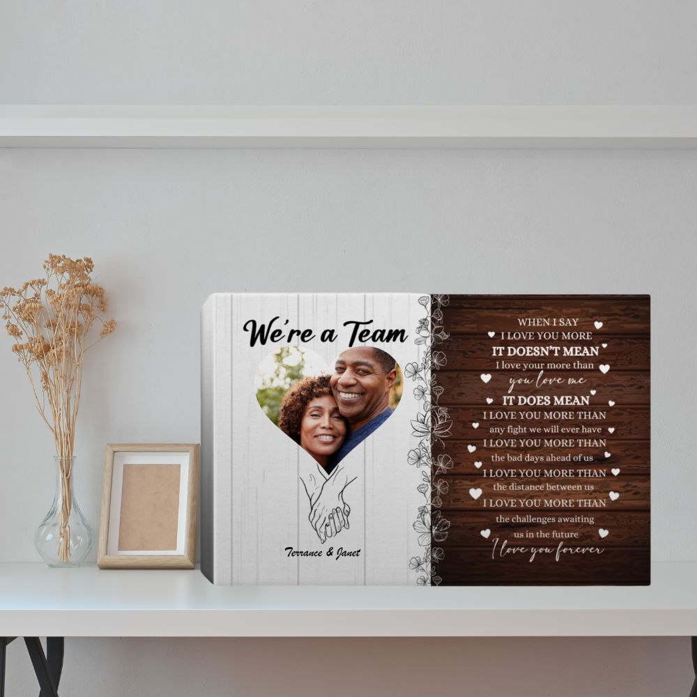 We're a Team Couple's Personalized Canvas with Photo and Names