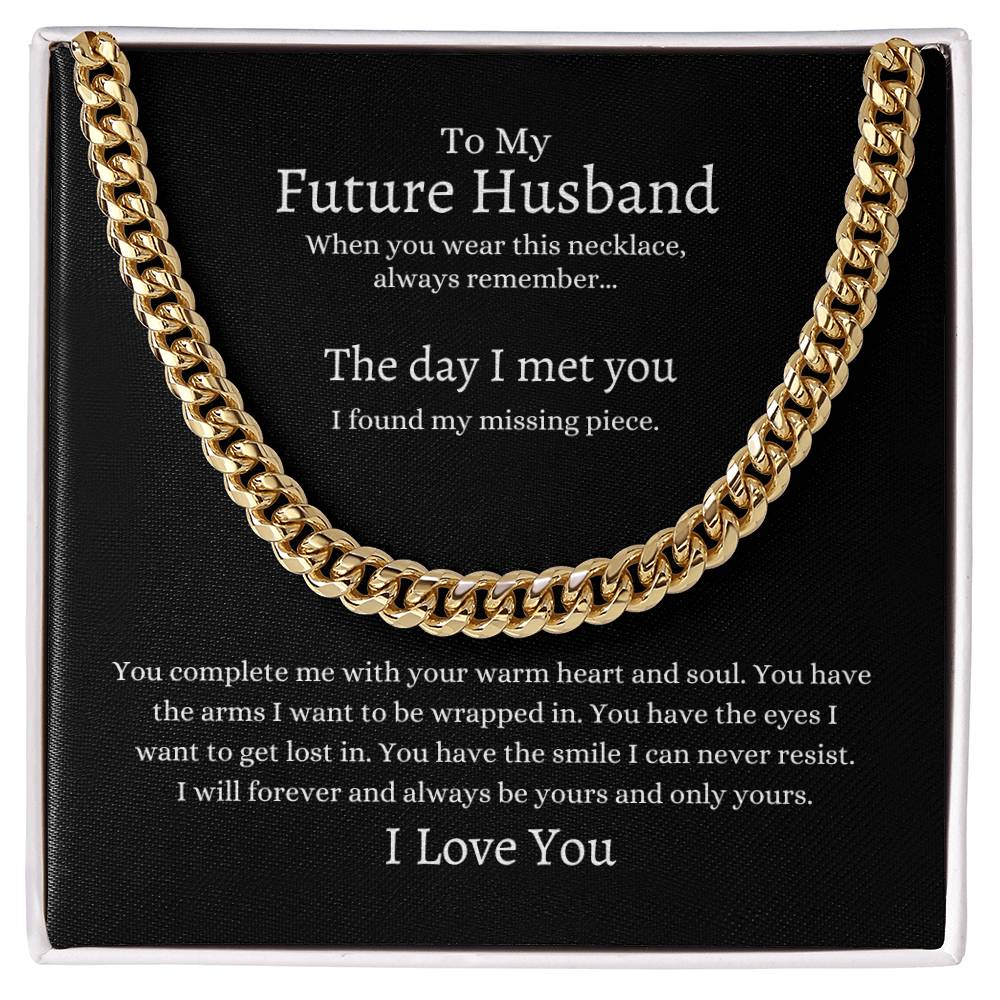 Linked in Love: Cuban Link Chain with a Heartfelt Sentiment for Your Spouse