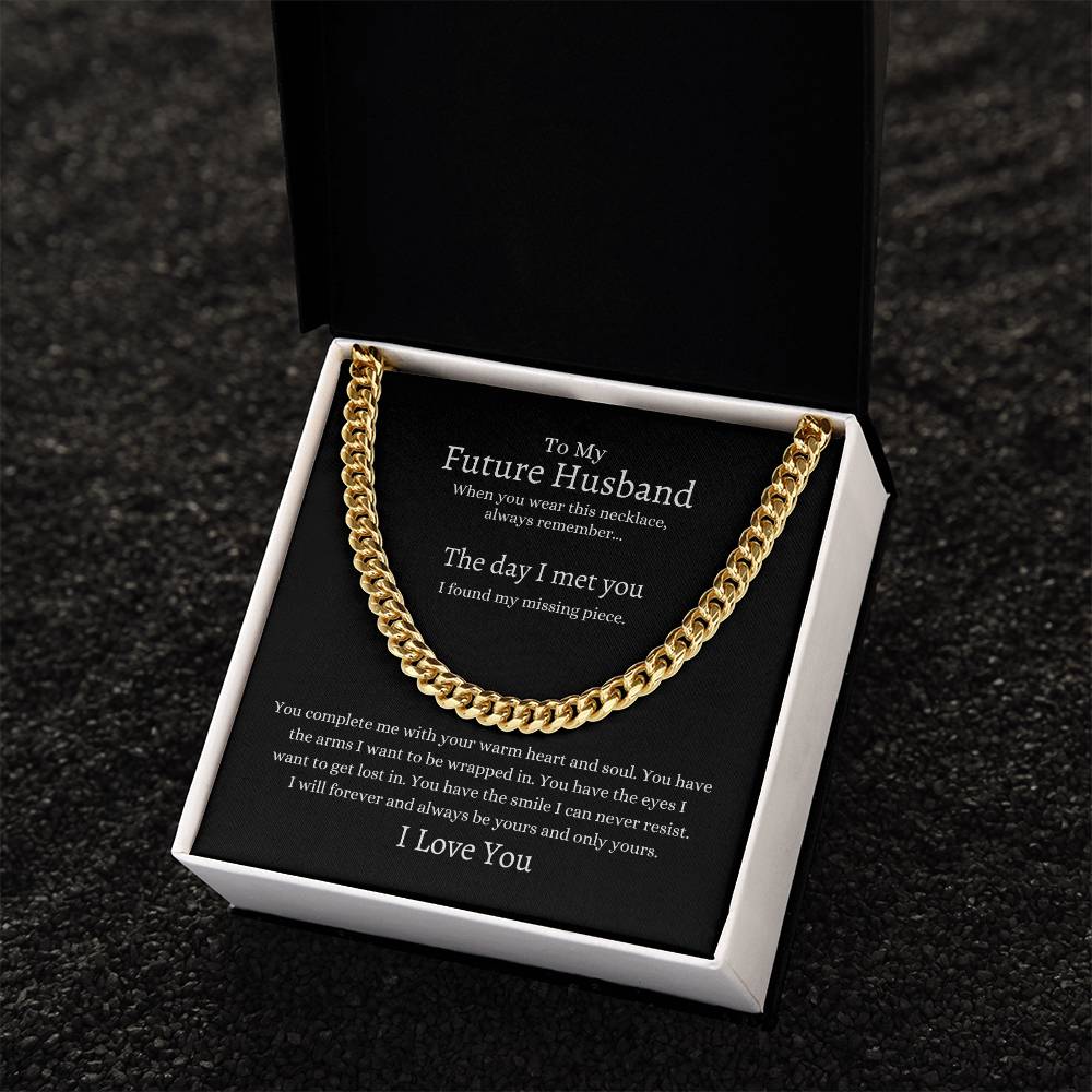 Linked in Love: Cuban Link Chain with a Heartfelt Sentiment for Your Spouse