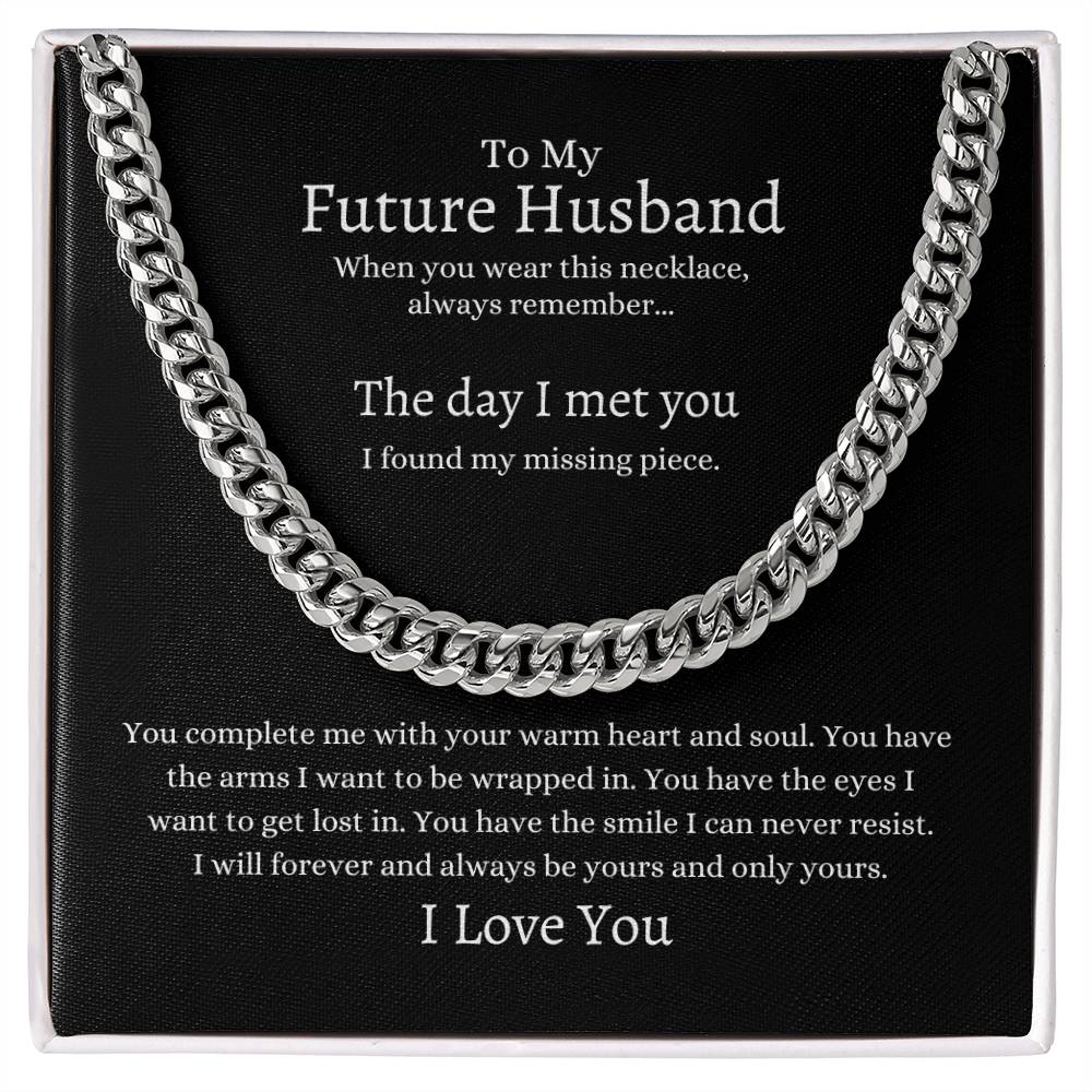 Linked in Love: Cuban Link Chain with a Heartfelt Sentiment for Your Spouse