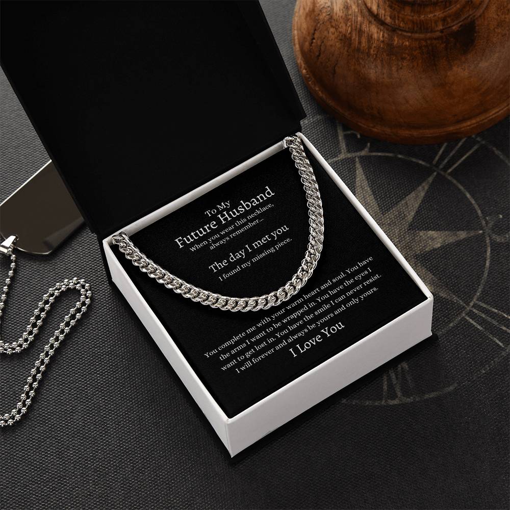 Linked in Love: Cuban Link Chain with a Heartfelt Sentiment for Your Spouse