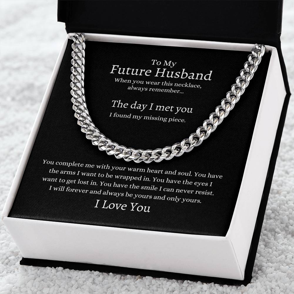 Linked in Love: Cuban Link Chain with a Heartfelt Sentiment for Your Spouse