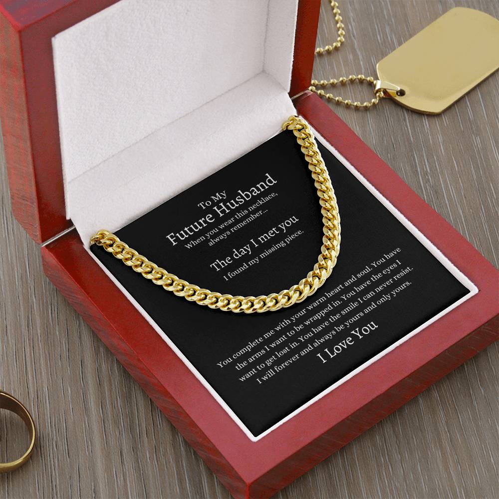 Linked in Love: Cuban Link Chain with a Heartfelt Sentiment for Your Spouse