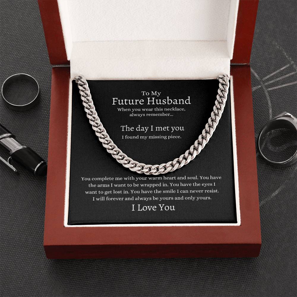 Linked in Love: Cuban Link Chain with a Heartfelt Sentiment for Your Spouse