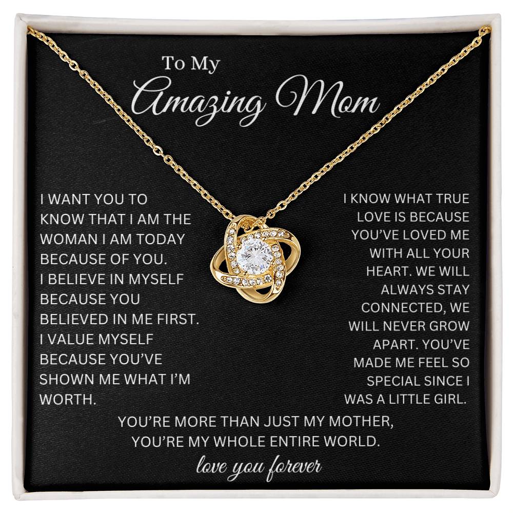 To My Amazing Mom Love Knot Necklace