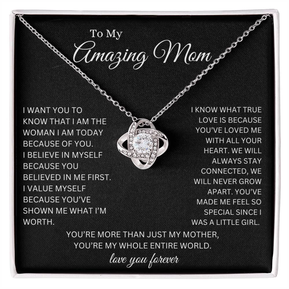 To My Amazing Mom Love Knot Necklace