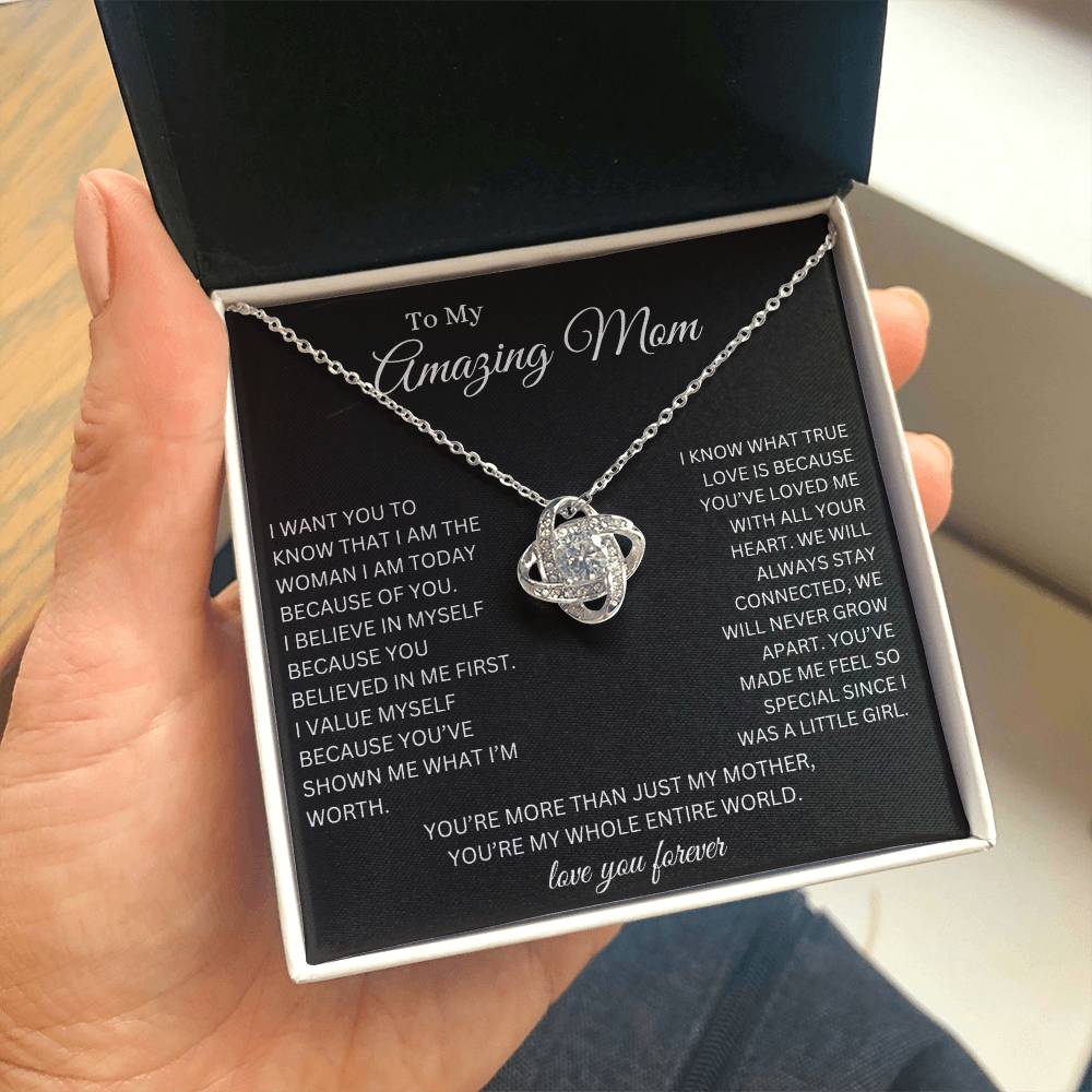 To My Amazing Mom Love Knot Necklace