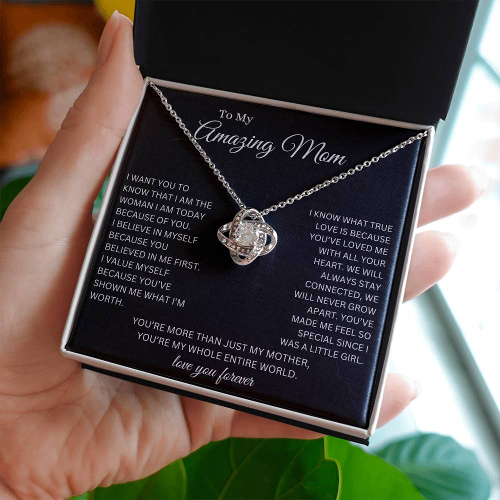 To My Amazing Mom Love Knot Necklace