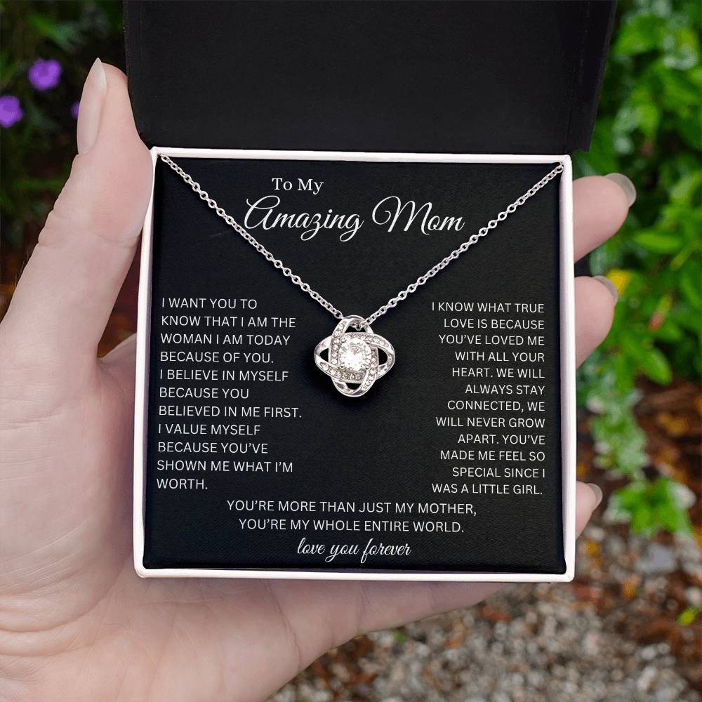 To My Amazing Mom Love Knot Necklace