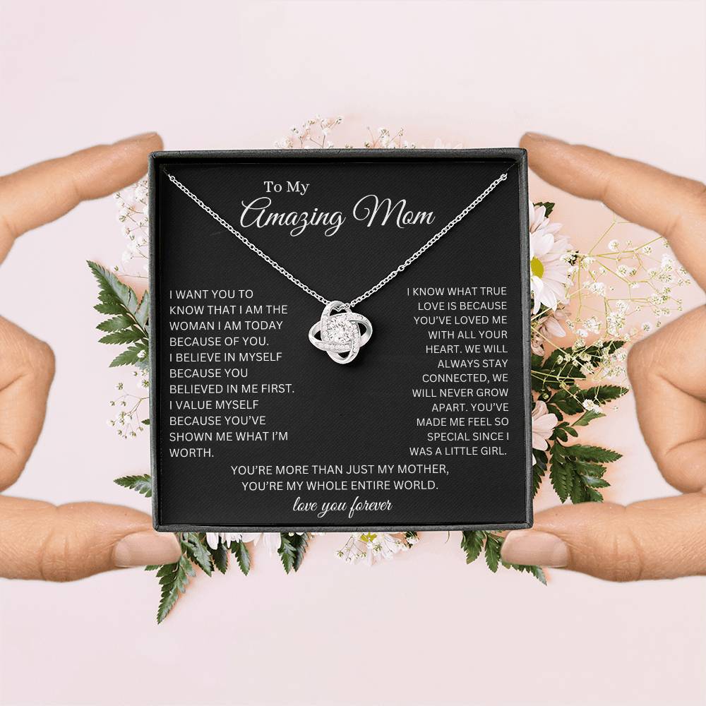 To My Amazing Mom Love Knot Necklace