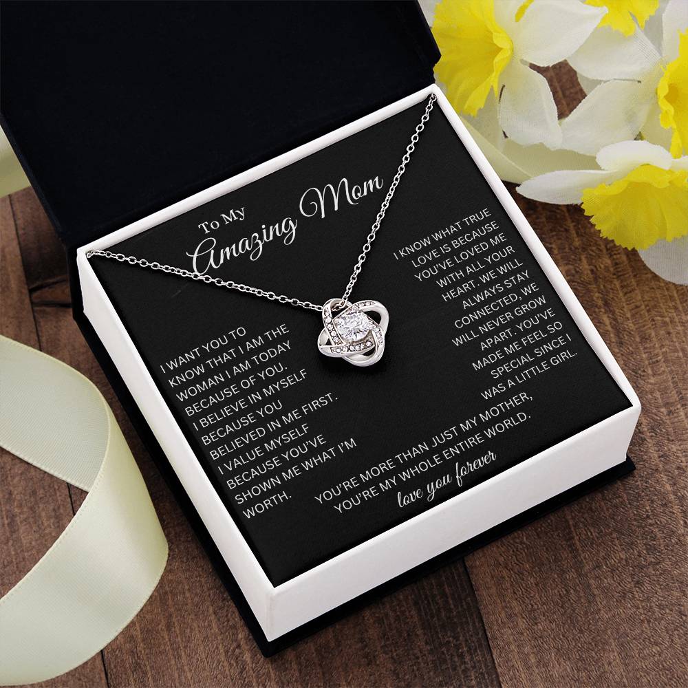 To My Amazing Mom Love Knot Necklace
