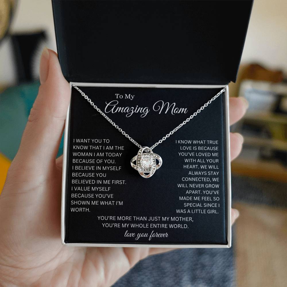 To My Amazing Mom Love Knot Necklace