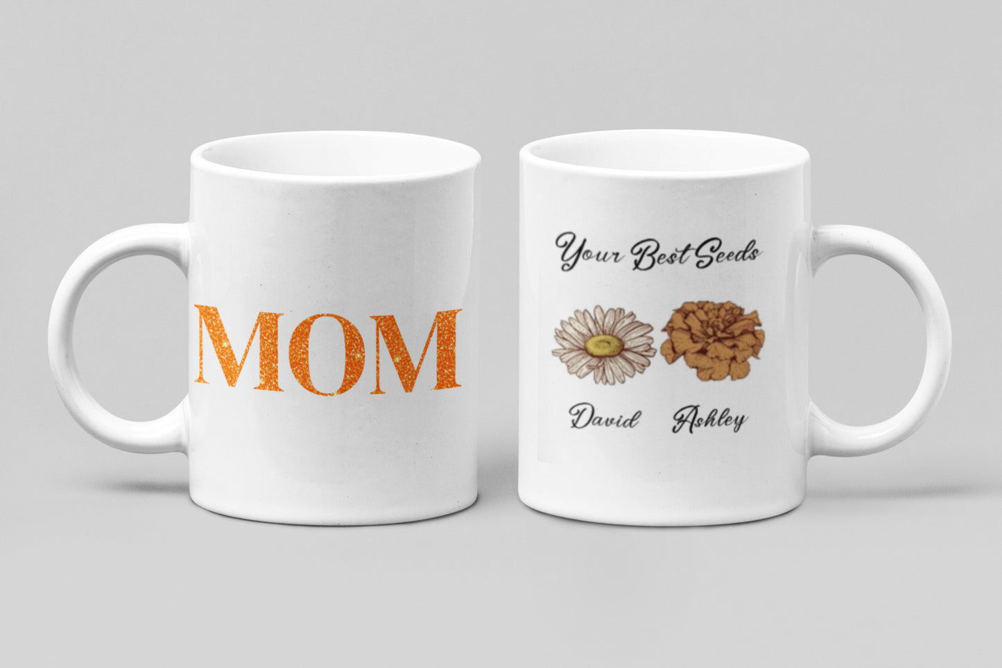 Mother's Love Coffee Mug with Kids Birth Flowers 11 oz. - White