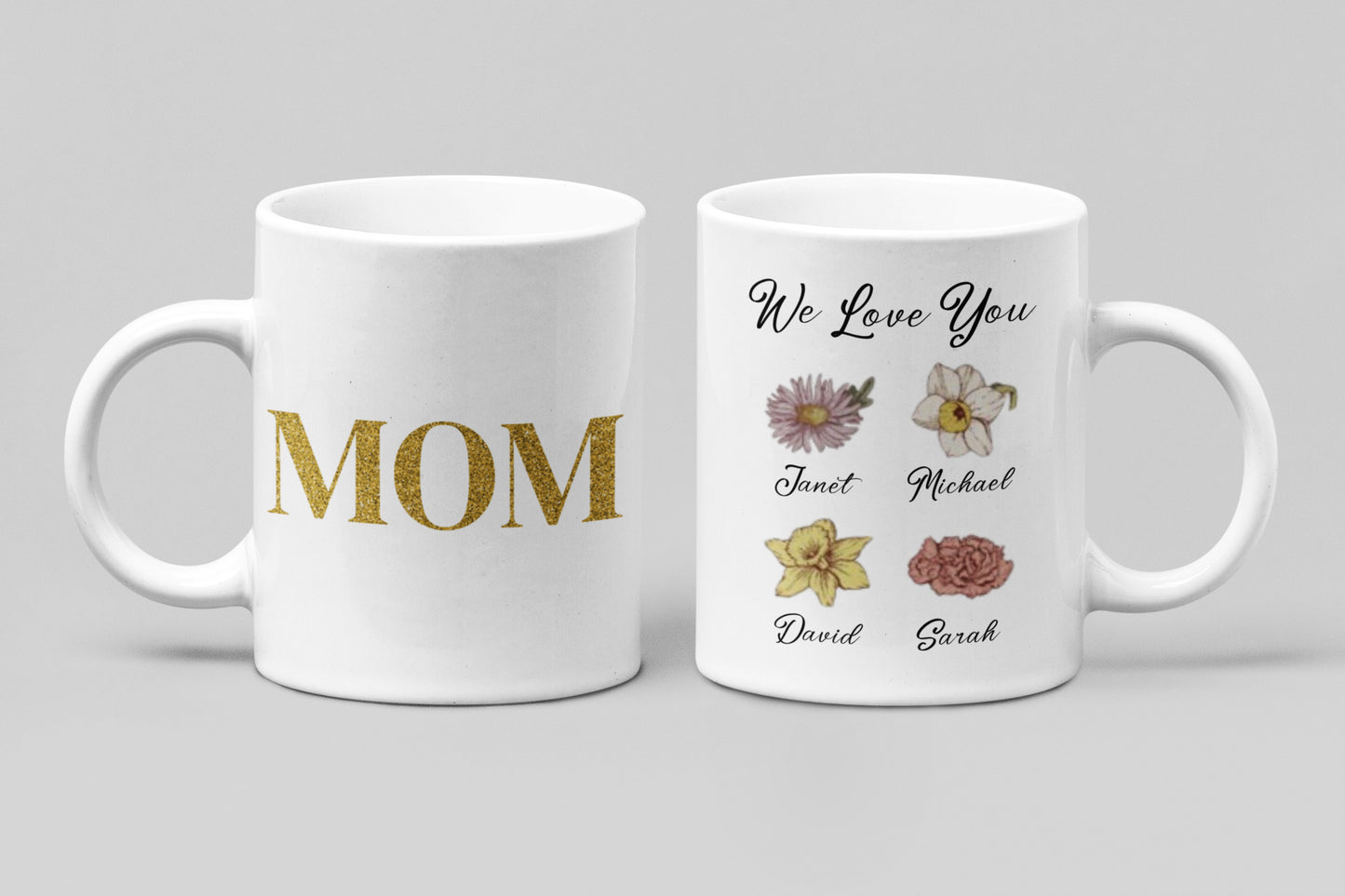Blossoming Love: Mom's Birth Flower Mug Collection 11 oz. - White