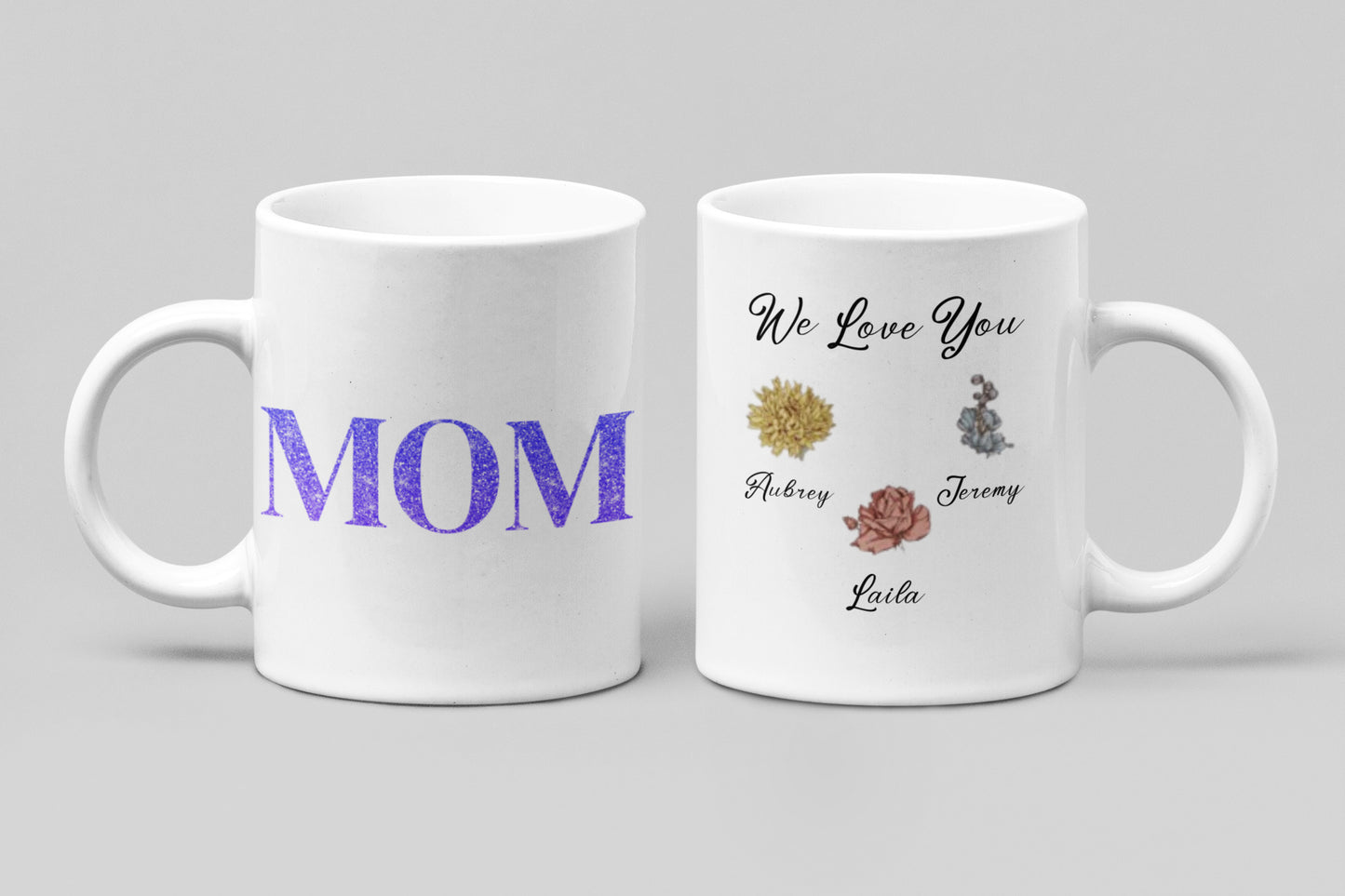 Blossoming Love: Mom's Birth Flower Mug Collection 11 oz. - White