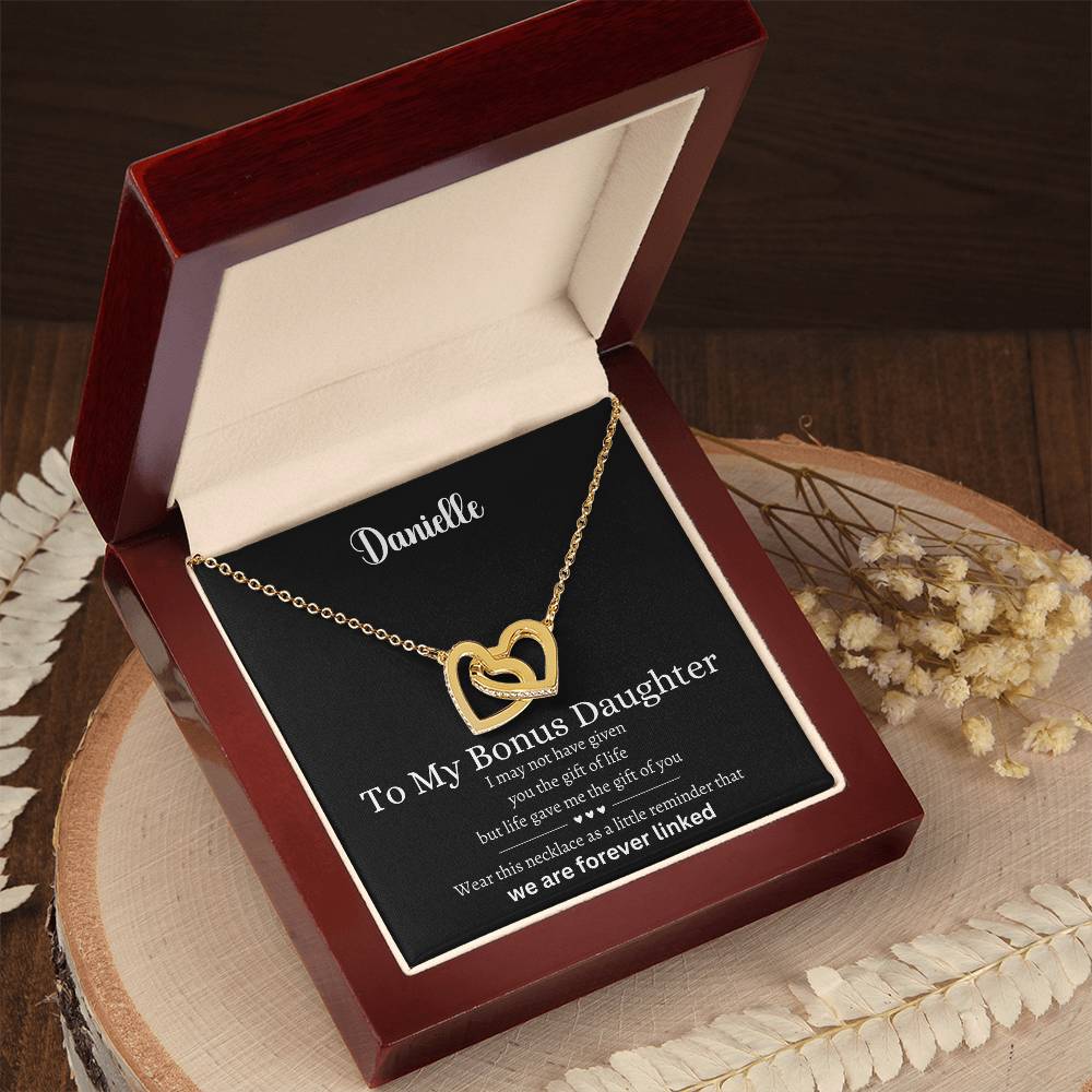 Forever Connected: Interlocking Hearts Necklace for Bonus Daughter