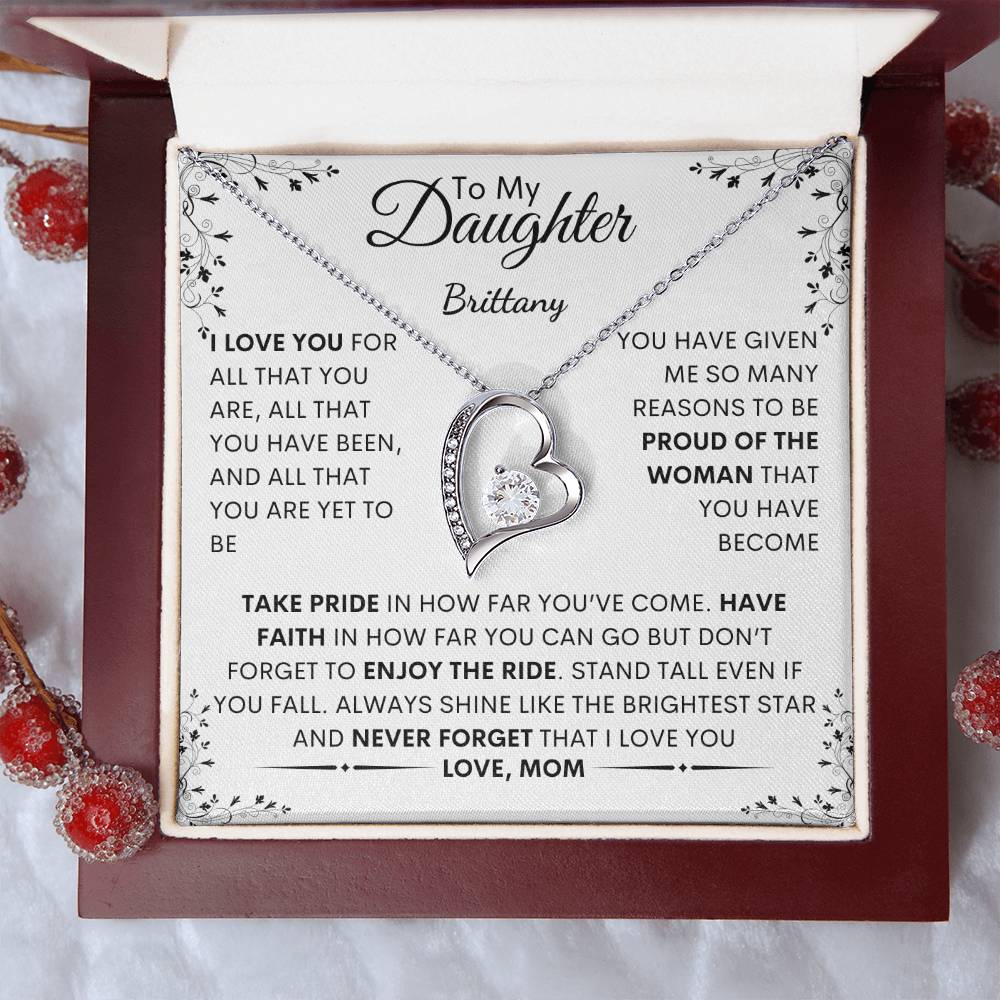 Eternal Pride: Forever Love Heart Necklace with Inspiring Message for My Daughter