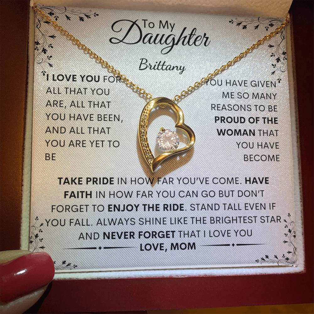 Eternal Pride: Forever Love Heart Necklace with Inspiring Message for My Daughter