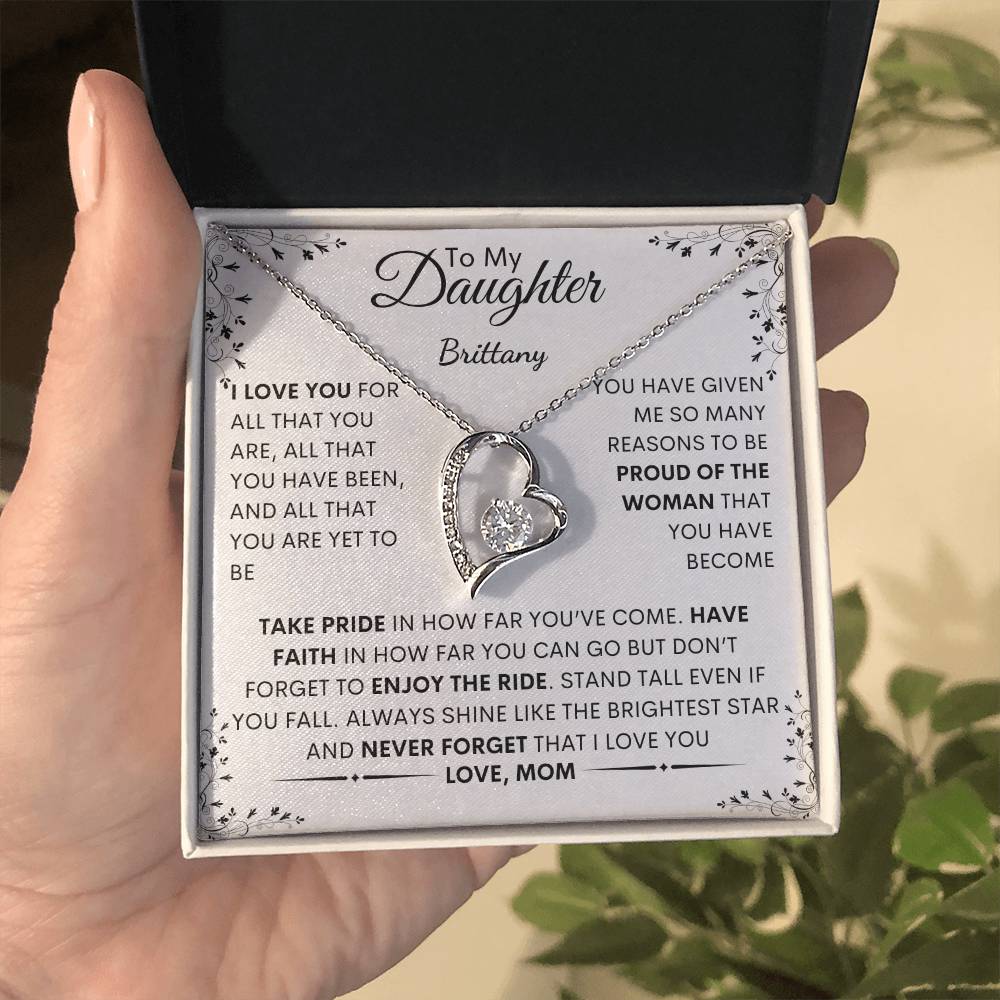 Eternal Pride: Forever Love Heart Necklace with Inspiring Message for My Daughter