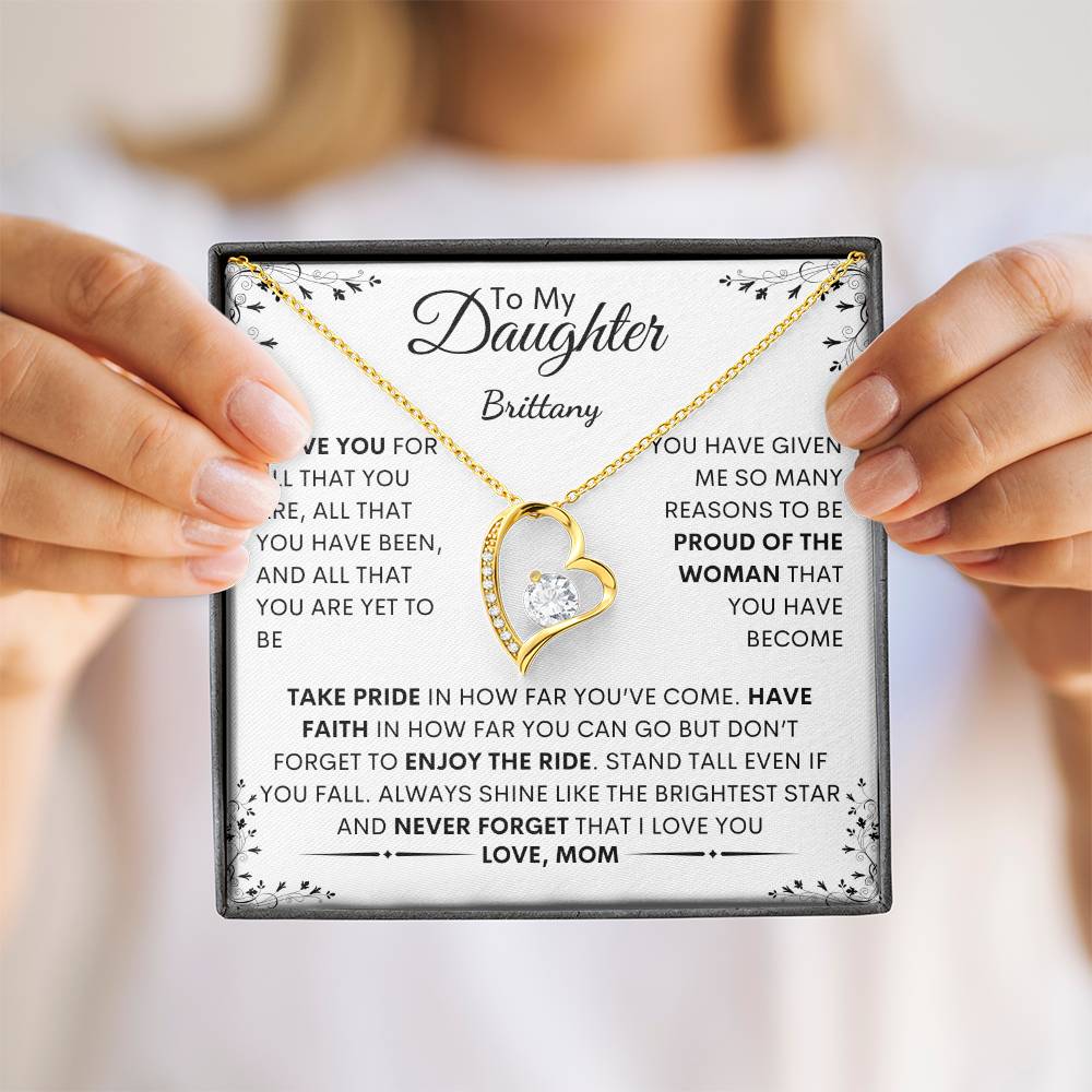 Eternal Pride: Forever Love Heart Necklace with Inspiring Message for My Daughter