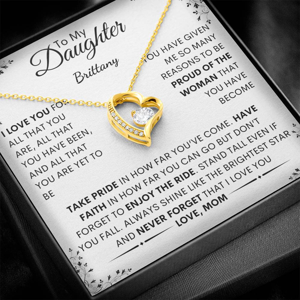 Eternal Pride: Forever Love Heart Necklace with Inspiring Message for My Daughter