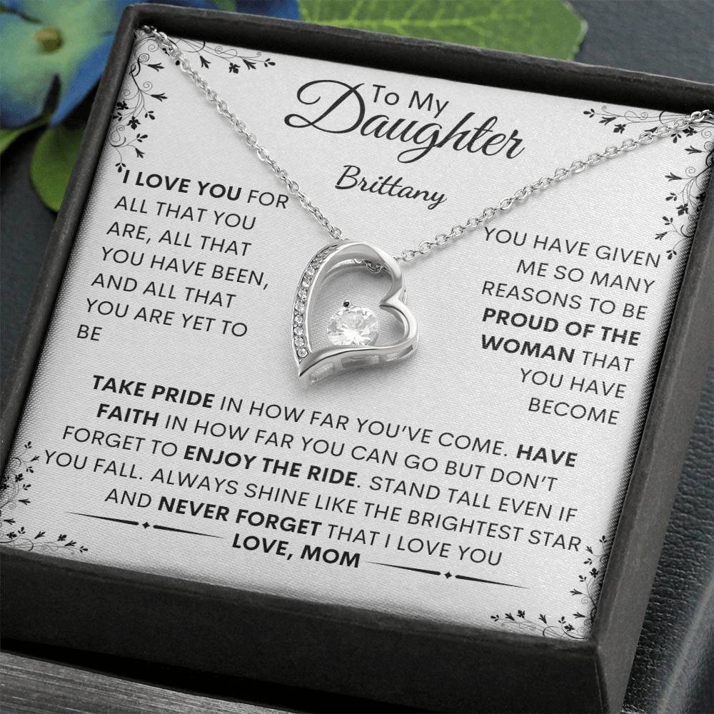 Eternal Pride: Forever Love Heart Necklace with Inspiring Message for My Daughter