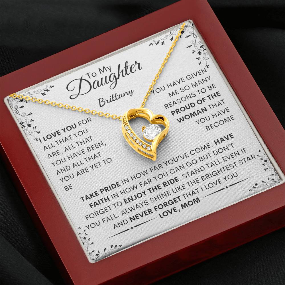 Eternal Pride: Forever Love Heart Necklace with Inspiring Message for My Daughter