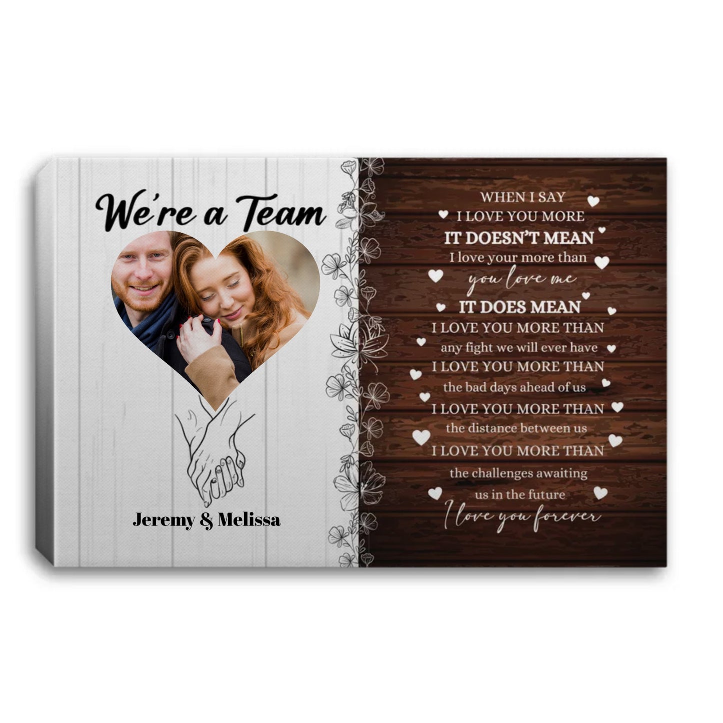 We're a Team Couple's Personalized Canvas with Photo and Names