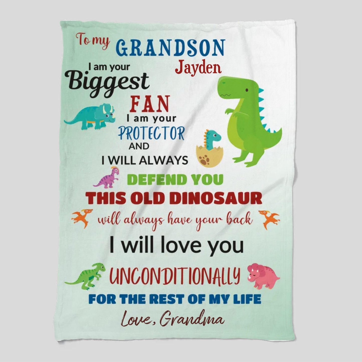Dino-Mite Memories: Personalized Fleece Blanket for My Grandson - 30x40